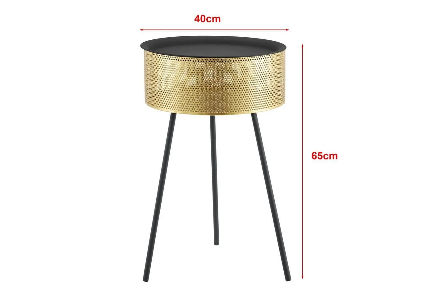 en.casa Beistelltisch Gällivare Korbtisch Metall Gold Schwarz - Bild 5