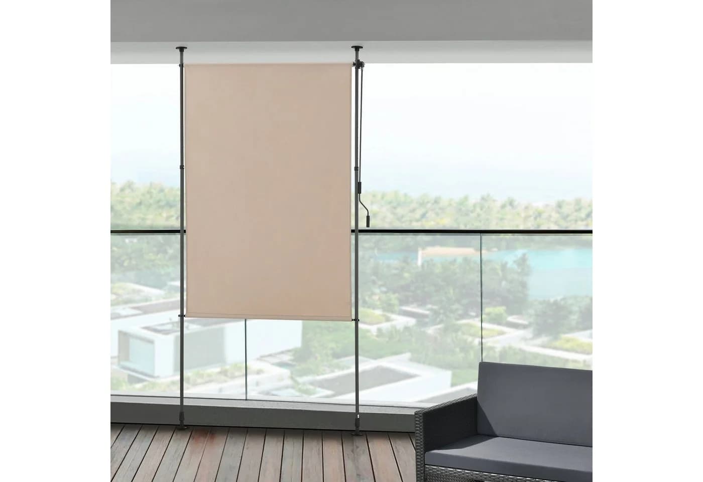 pro.tec Senkrechtmarkise Cimarra Outdoor-Sichtschutz Sandfarben - Bild 2