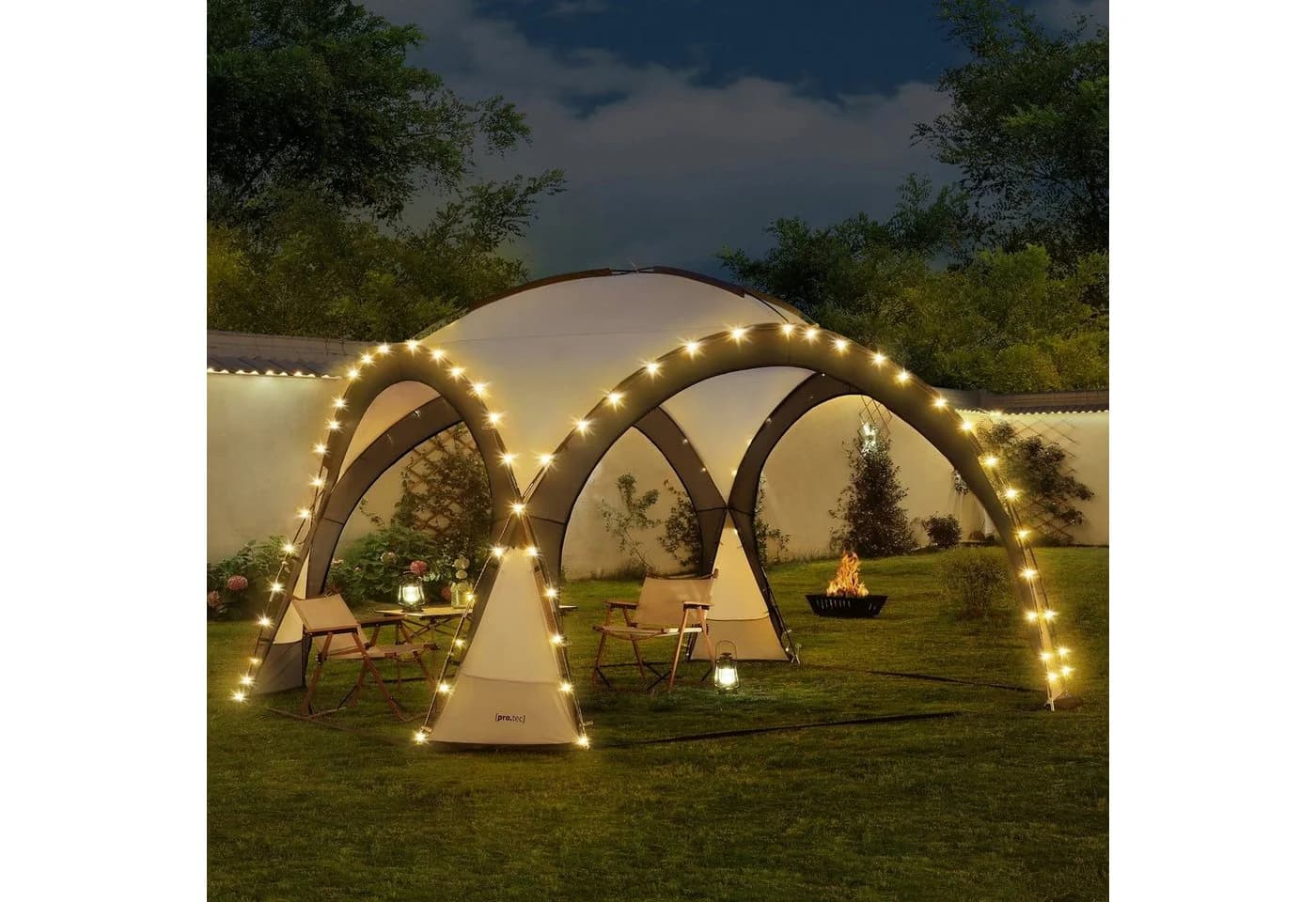 pro.tec Pavillon »Grästorp« LED Partyzelt Grau mit Solarmodul