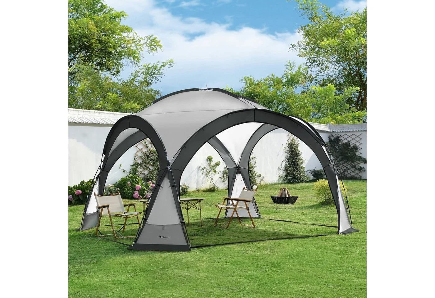 pro.tec Pavillon »Grästorp« LED Partyzelt Grau mit Solarmodul - Bild 3