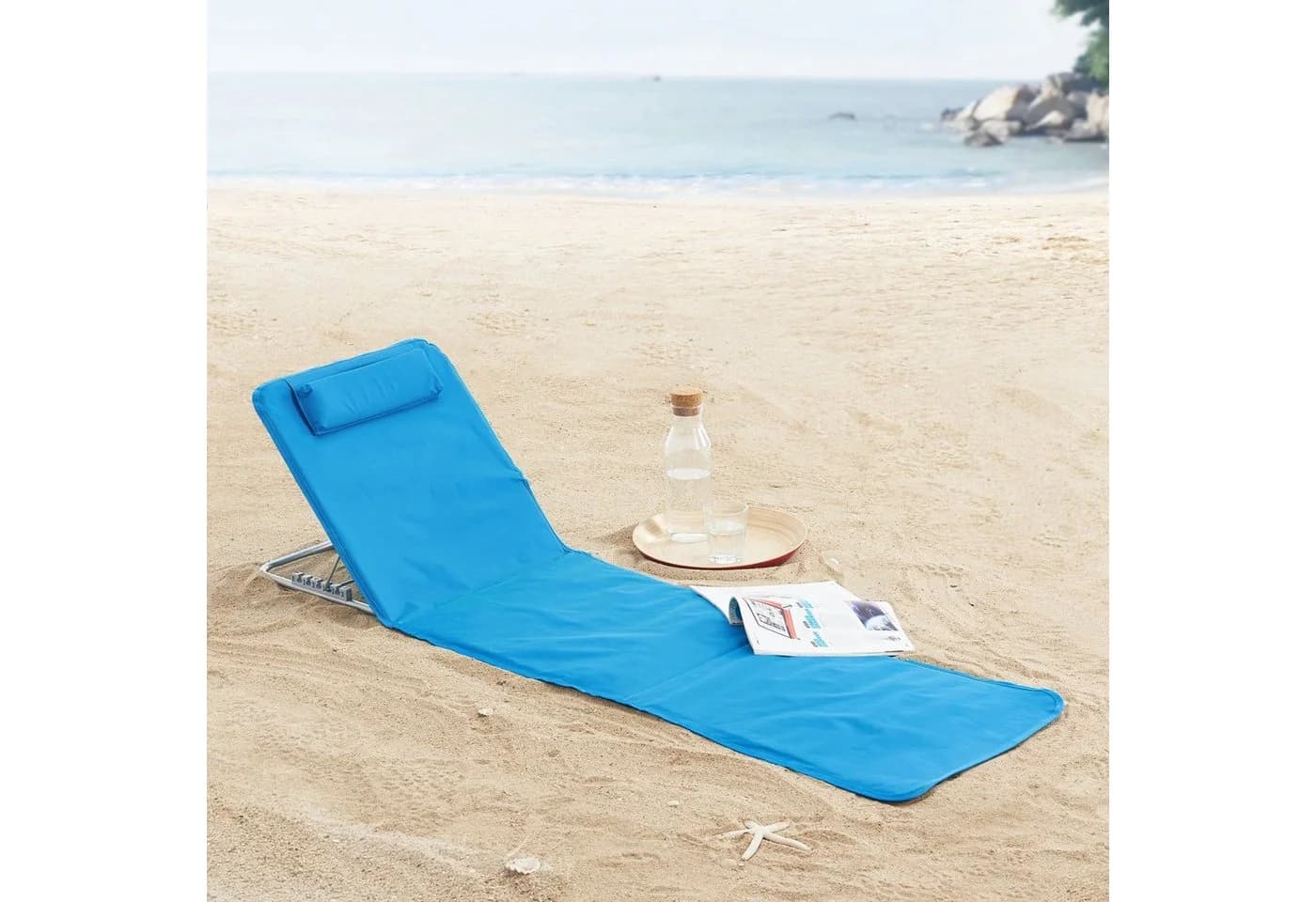 en.casa Gartenliege Set 2 St. Cellorigo Strandmatte Blau
