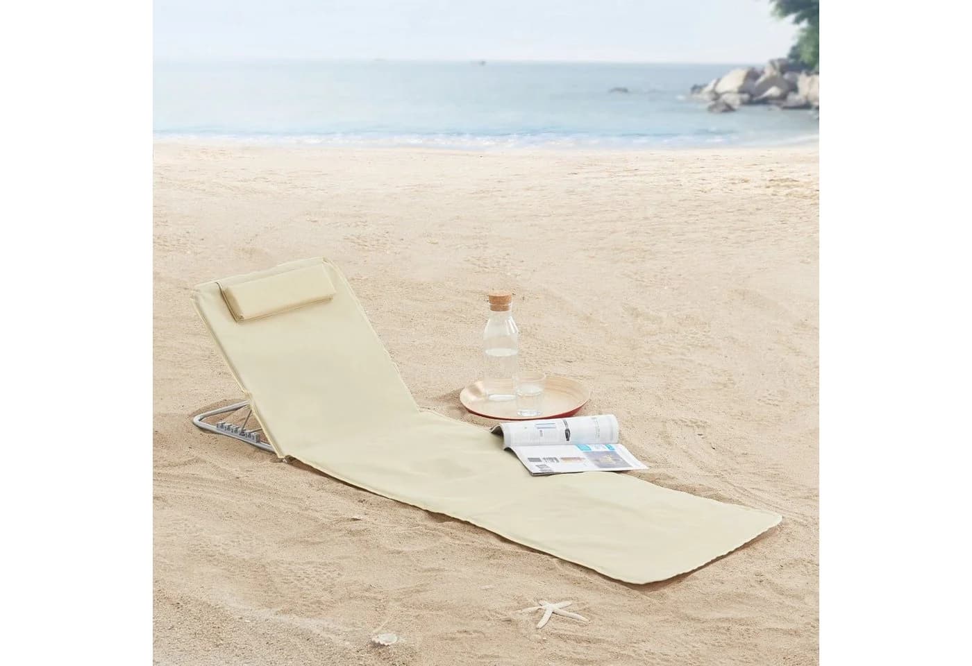 en.casa Gartenliege 2er-Set Cellorigo Beige verstellbar