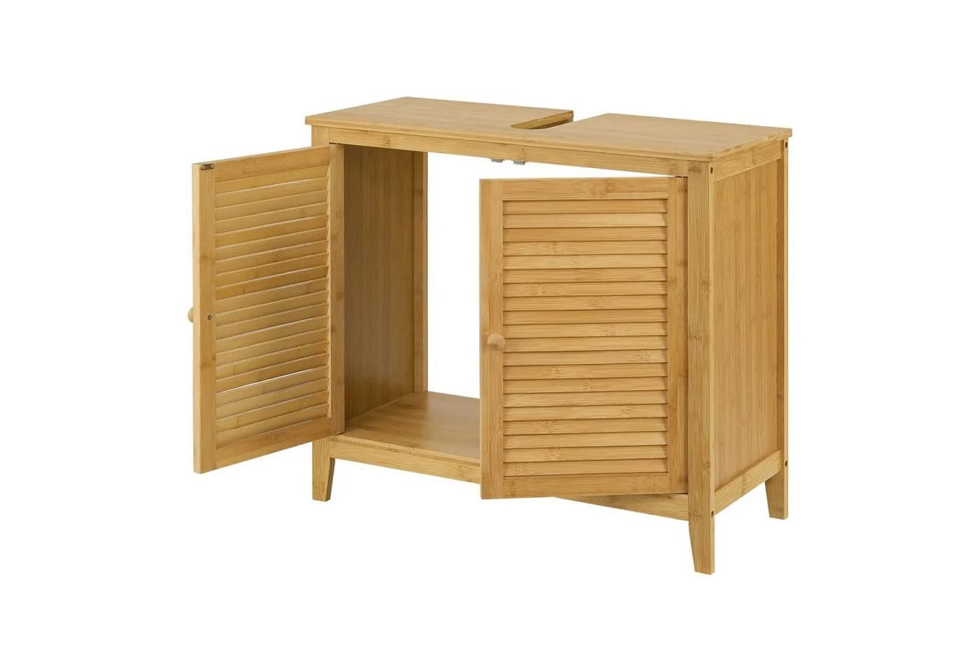 en.casa Waschbeckenunterschrank Värmdö Bambus 2 Türen Natur - Bild 4