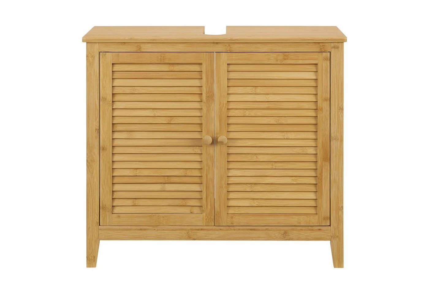 en.casa Waschbeckenunterschrank Värmdö Bambus 2 Türen Natur - Bild 5