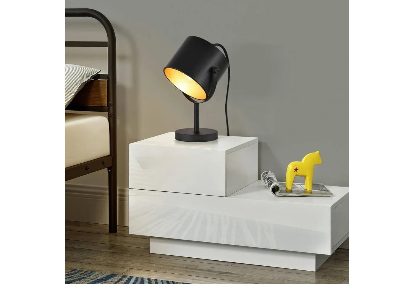 lux.pro Tischleuchte Farstorp E27 Metall Schwarz
