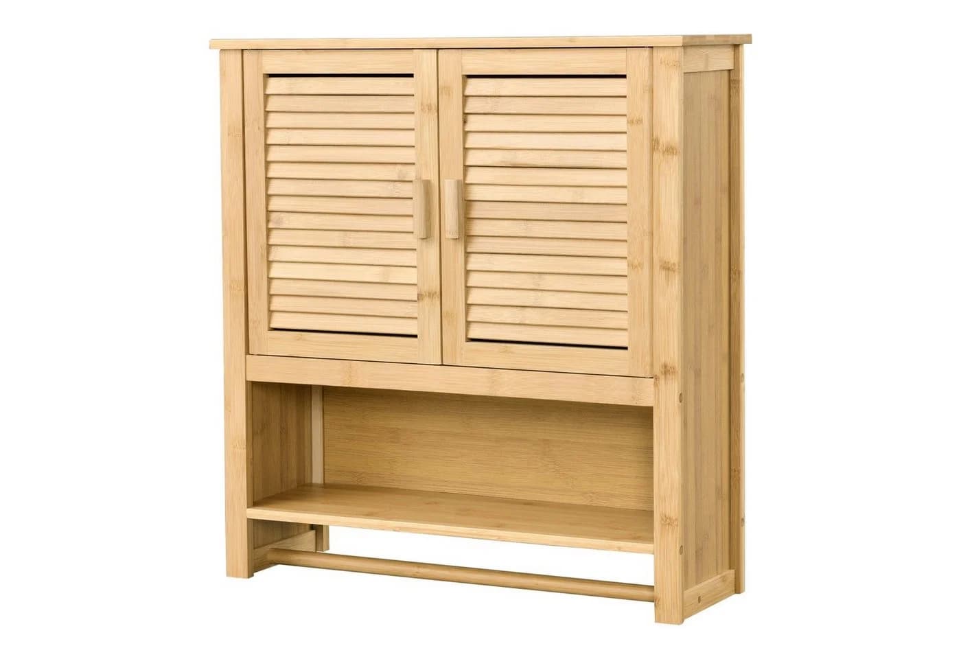 en.casa Hängeschrank Tyresö Bambus-Badschrank mit Handtuchhalter - Bild 2
