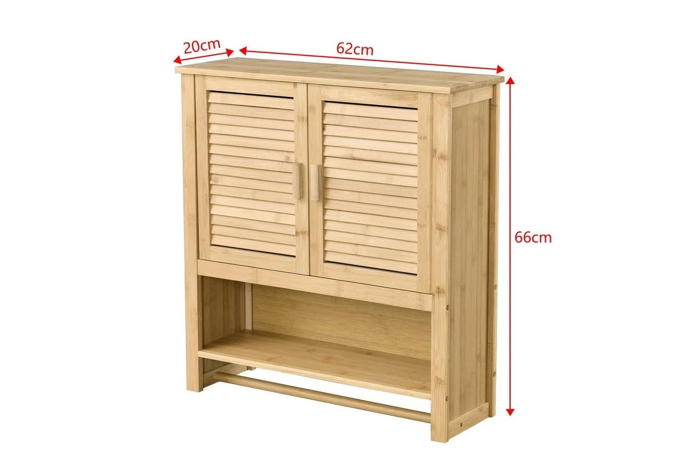 en.casa Hängeschrank Tyresö Bambus-Badschrank mit Handtuchhalter - Bild 3