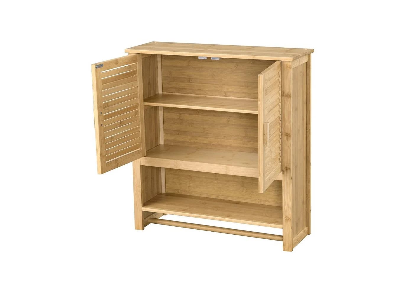 en.casa Hängeschrank Tyresö Bambus-Badschrank mit Handtuchhalter - Bild 4
