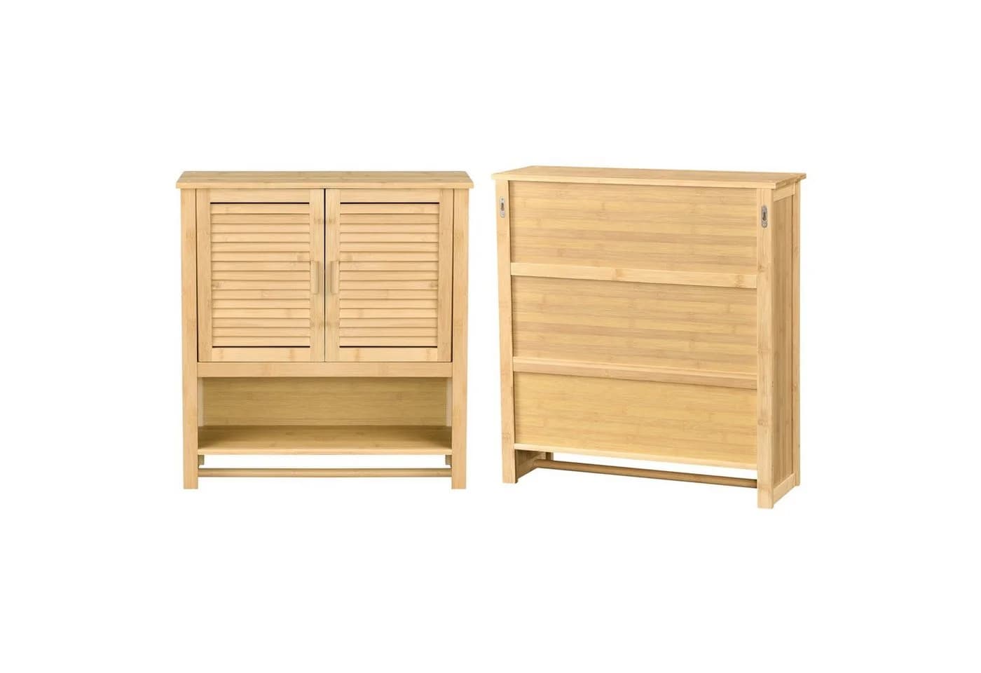 en.casa Hängeschrank Tyresö Bambus-Badschrank mit Handtuchhalter - Bild 5