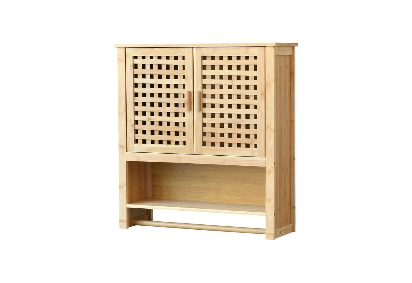 en.casa Hängeschrank Borlänge Bambus-Badschrank mit Handtuchhalter