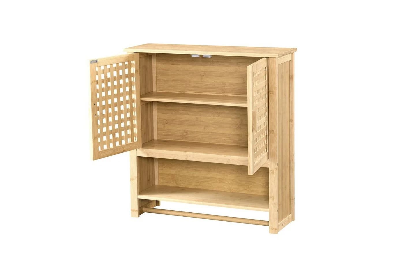 en.casa Hängeschrank Borlänge Bambus-Badschrank mit Handtuchhalter - Bild 4