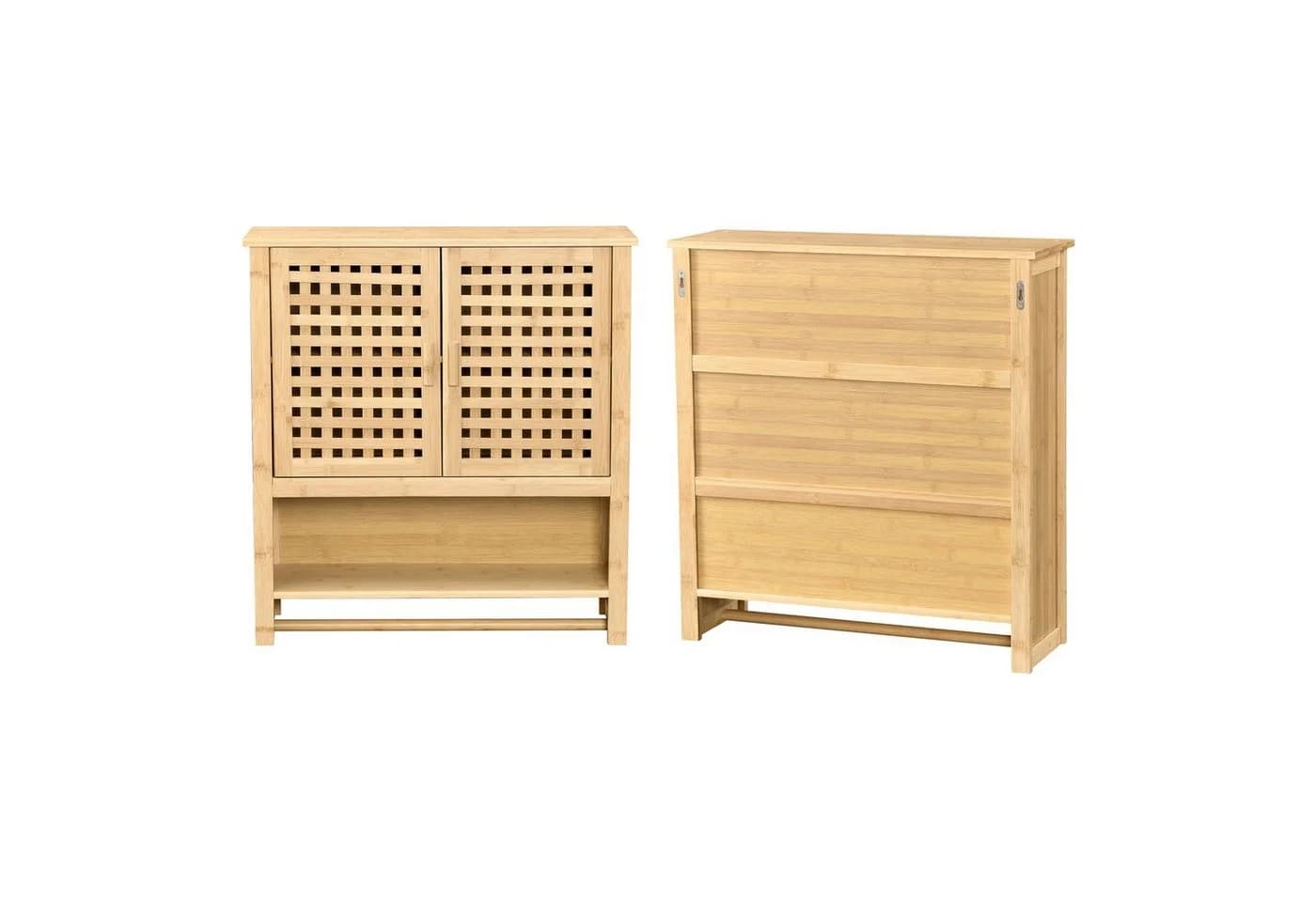 en.casa Hängeschrank Borlänge Bambus-Badschrank mit Handtuchhalter - Bild 5