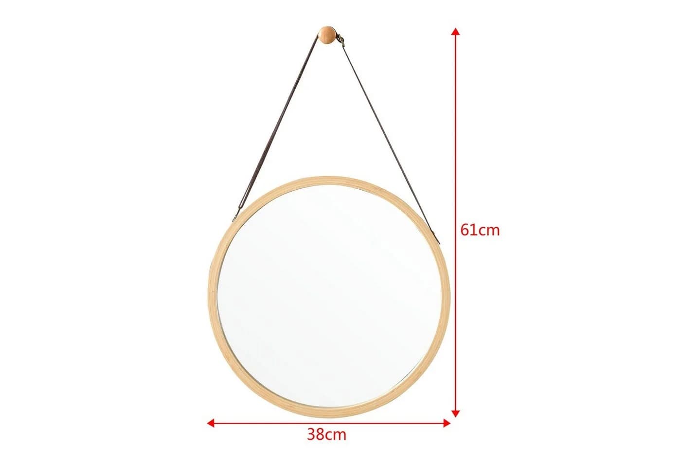 en.casa Wandspiegel »Bykle« Bambus rund 38 cm Natur - Bild 3