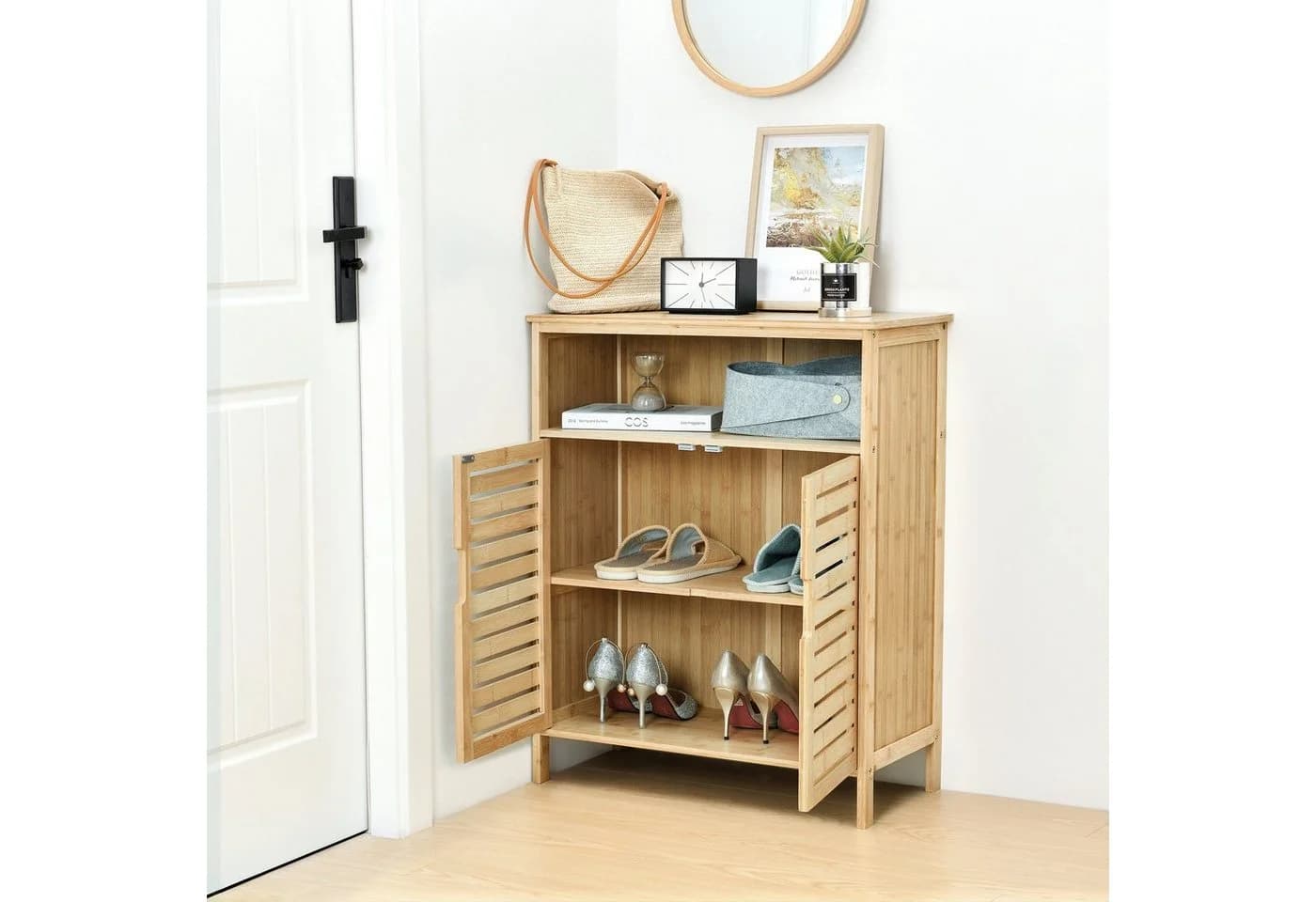 en.casa Midischrank Eslöv Bambus Badezimmerschrank - Bild 3