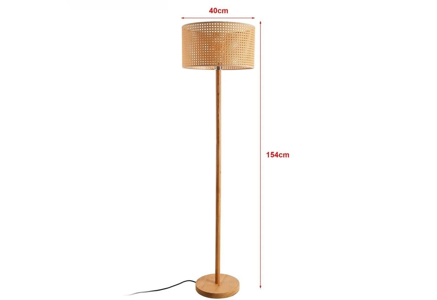 lux.pro Stehlampe Rochdale Holz Rattan Gelbbraun E27 - Bild 3