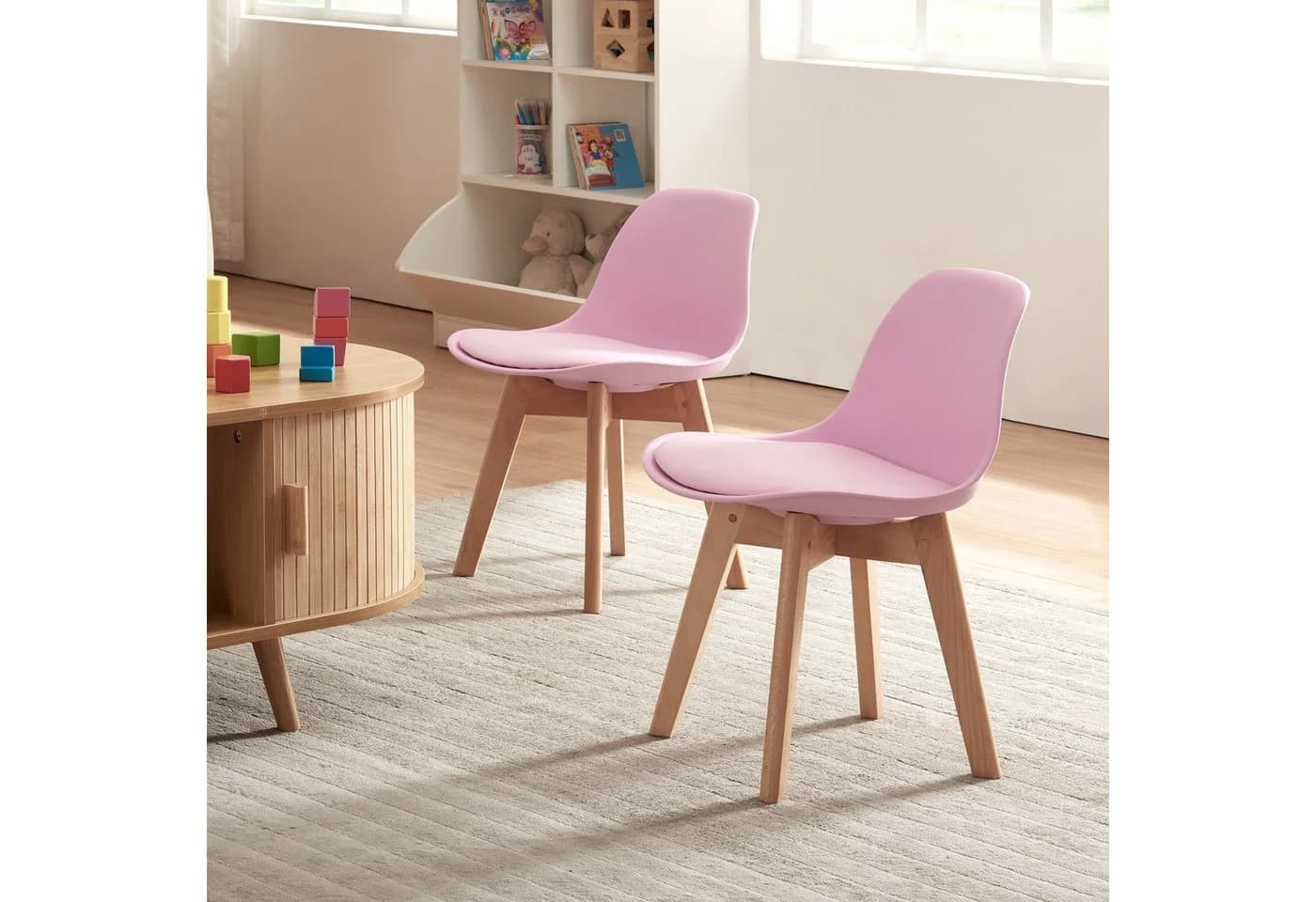 en.casa Kinderstuhl Elvdal 2er Set Rosa Gepolstert