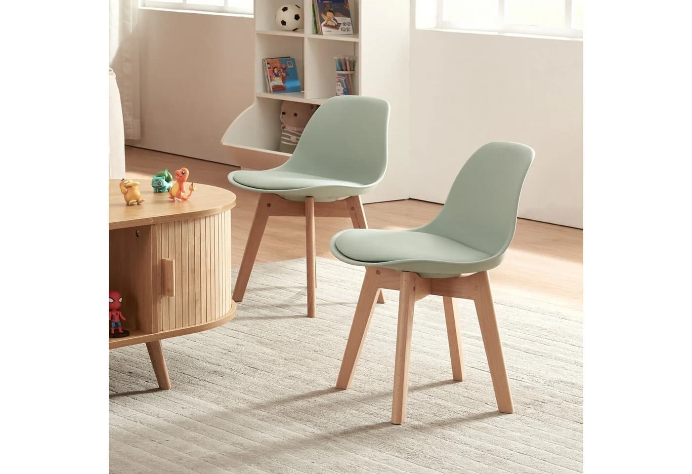 en.casa Kinderstuhl 2er Set gepolstert Mintgrün