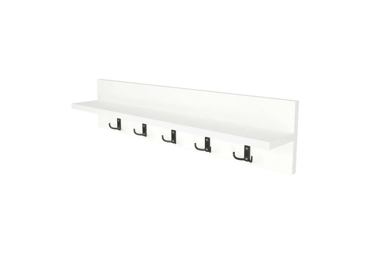 en.casa Wandgarderobe Hammarö Weiß mit 10 Haken und Ablage - Bild 2