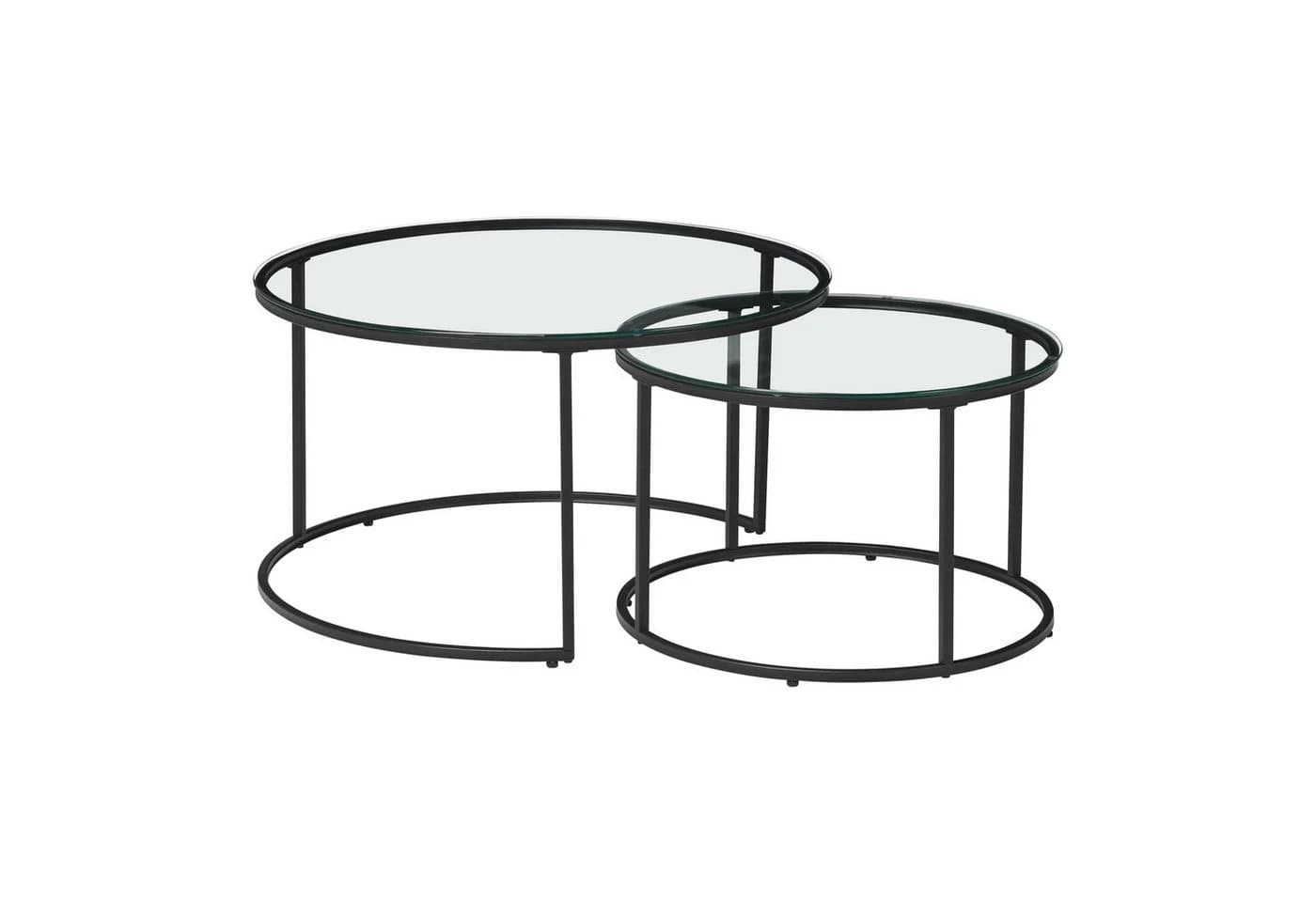 en.casa Couchtisch Set 2-tlg. Kokkola Satztisch rund Metall Klarglas - Bild 2