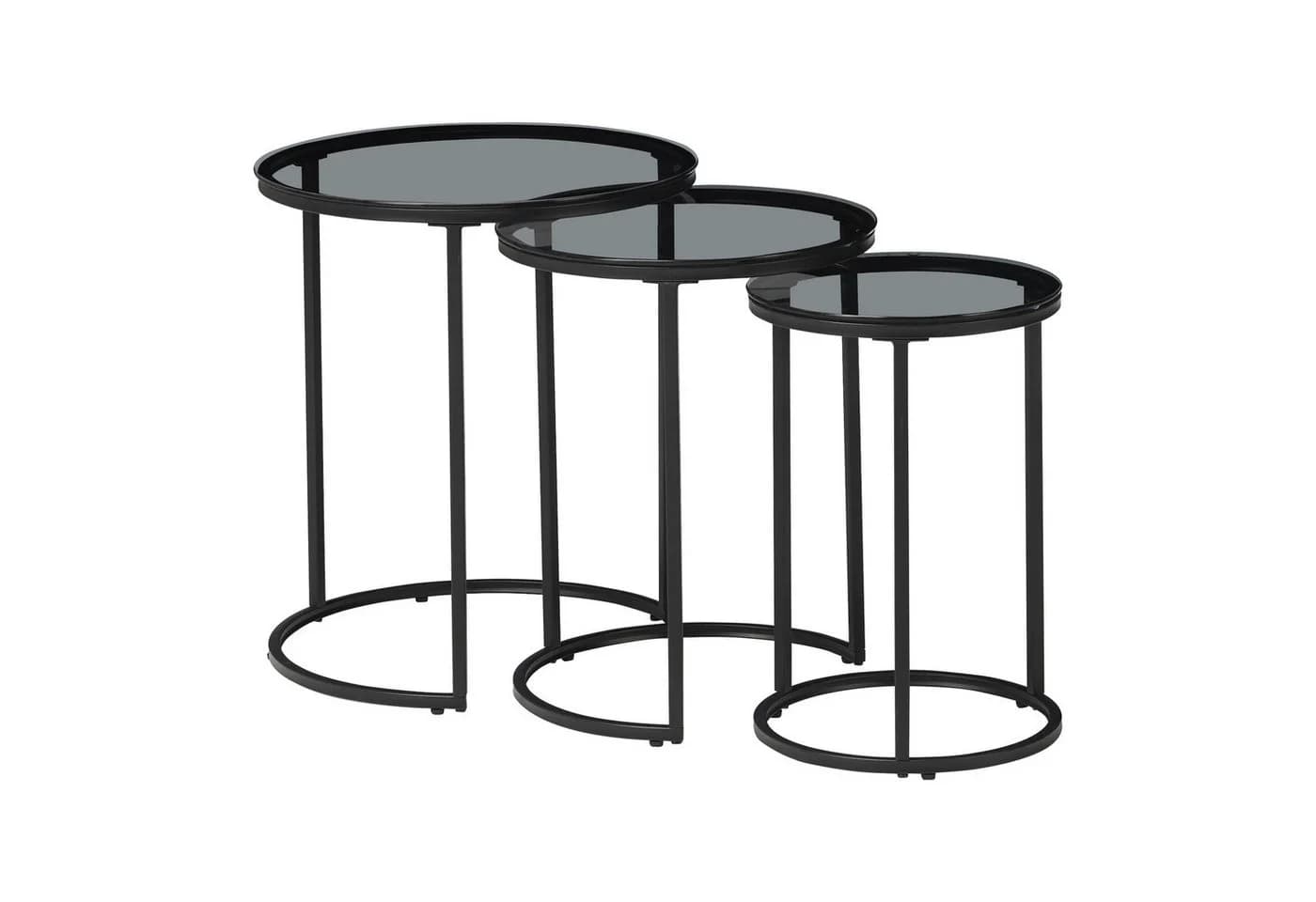 en.casa Satztisch 3er Set Kyyjärvi Schwarz Transparent Glas - Bild 2