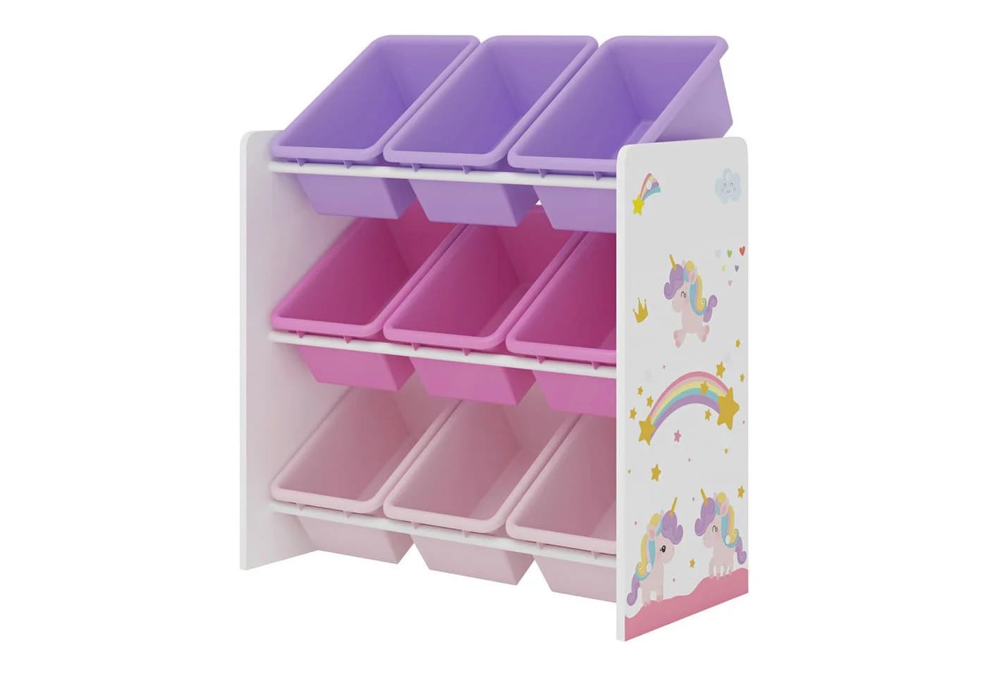 en.casa Kinderregal Muxía mit 9 Ablagekisten Rosa/Lila - Bild 2