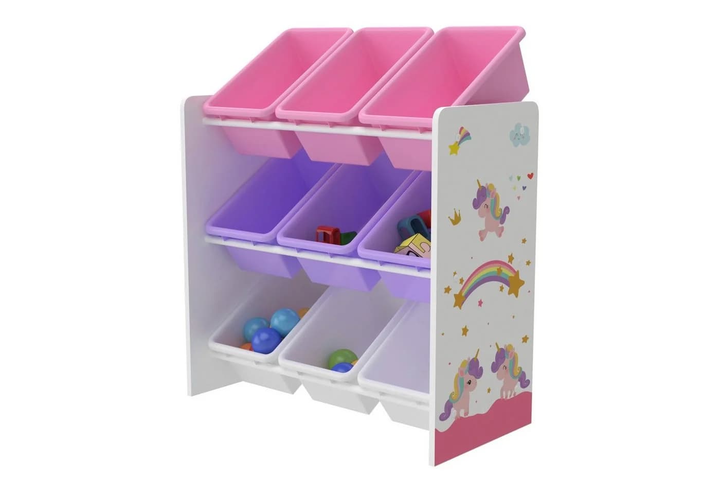 en.casa Kinderregal Muxía mit 9 Ablagekisten Rosa/Lila - Bild 3