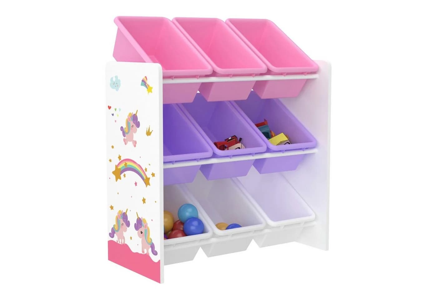 en.casa Kinderregal Muxía mit 9 Ablagekisten Rosa/Lila - Bild 5