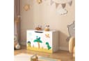 en.casa Spielzeugtruhe Oleiros Dinosaurier Motiv Weiß Grün Gelb Bild 1