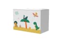 en.casa Spielzeugtruhe Oleiros Dinosaurier Motiv Weiß Grün Gelb Bild 2