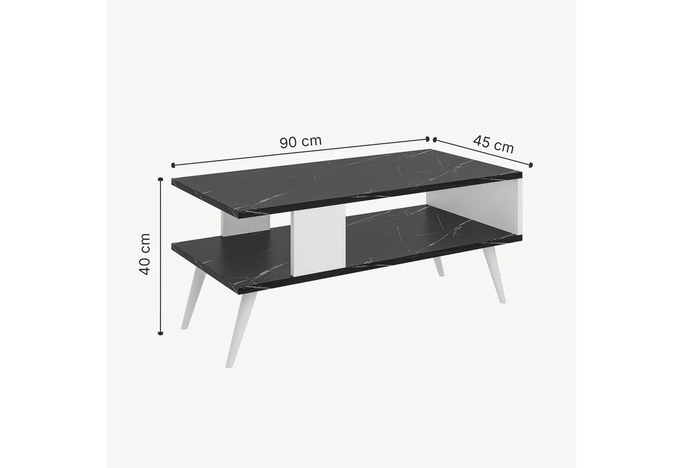 en.casa Couchtisch Lycksele Marmor-Optik Schwarz/Weiß - Bild 4
