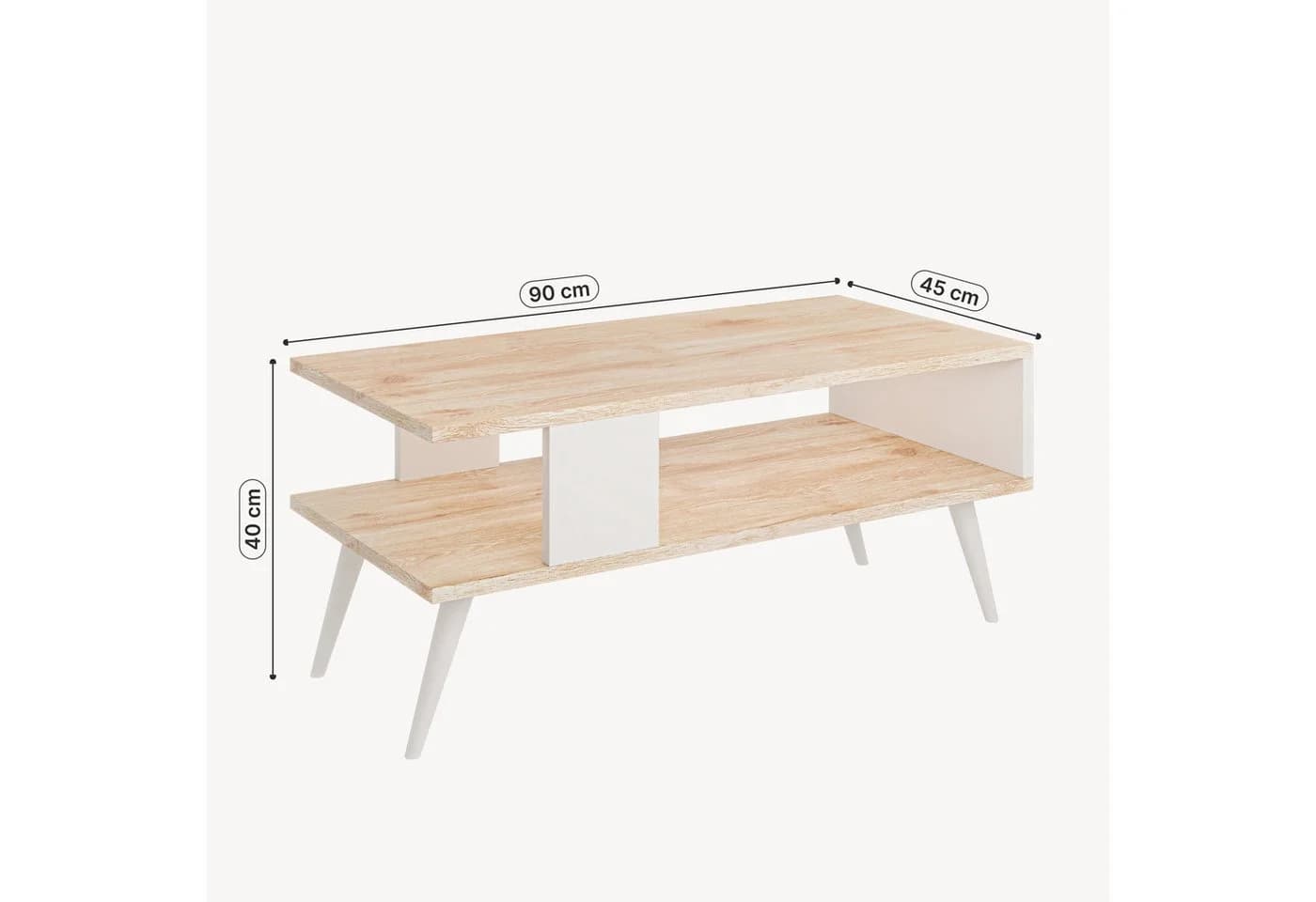 en.casa Couchtisch Lycksele Eiche-Optik Weiß mit Ablage - Bild 4