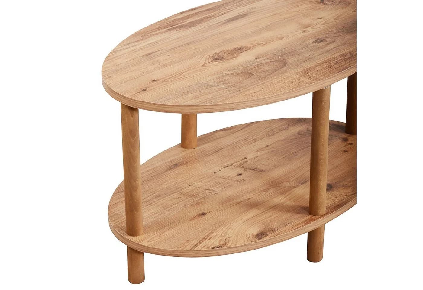 en.casa Couchtisch Oval Buchenholz Beine Holzoptik Modern - Bild 5