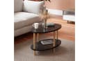 en.casa Couchtisch oval Marmoroptik schwarz Buchenholz Beine Bild 1