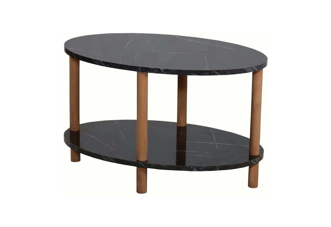 en.casa Couchtisch oval Marmoroptik schwarz Buchenholz Beine - Bild 2
