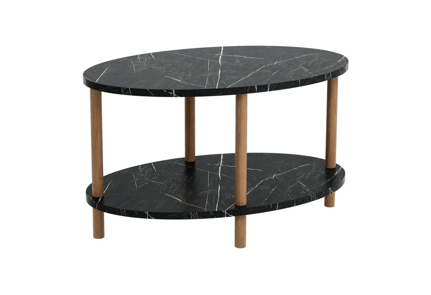 en.casa Couchtisch oval Marmoroptik schwarz Buchenholz Beine - Bild 4