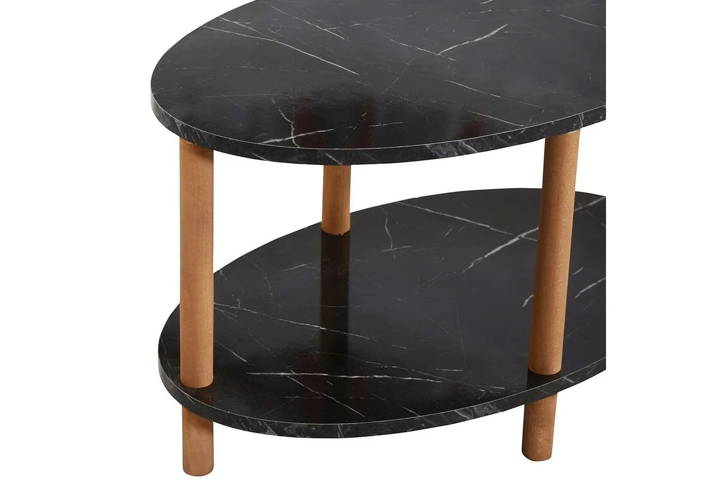 en.casa Couchtisch oval Marmoroptik schwarz Buchenholz Beine - Bild 5