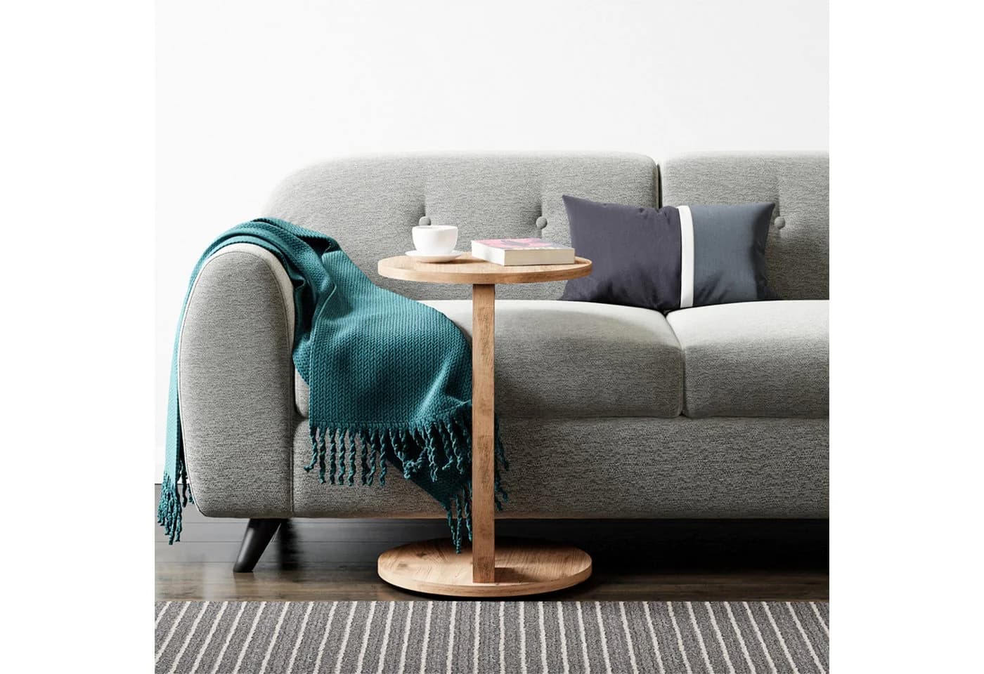 en.casa Beistelltisch C-Form mit Rollen Holzoptik - Bild 4