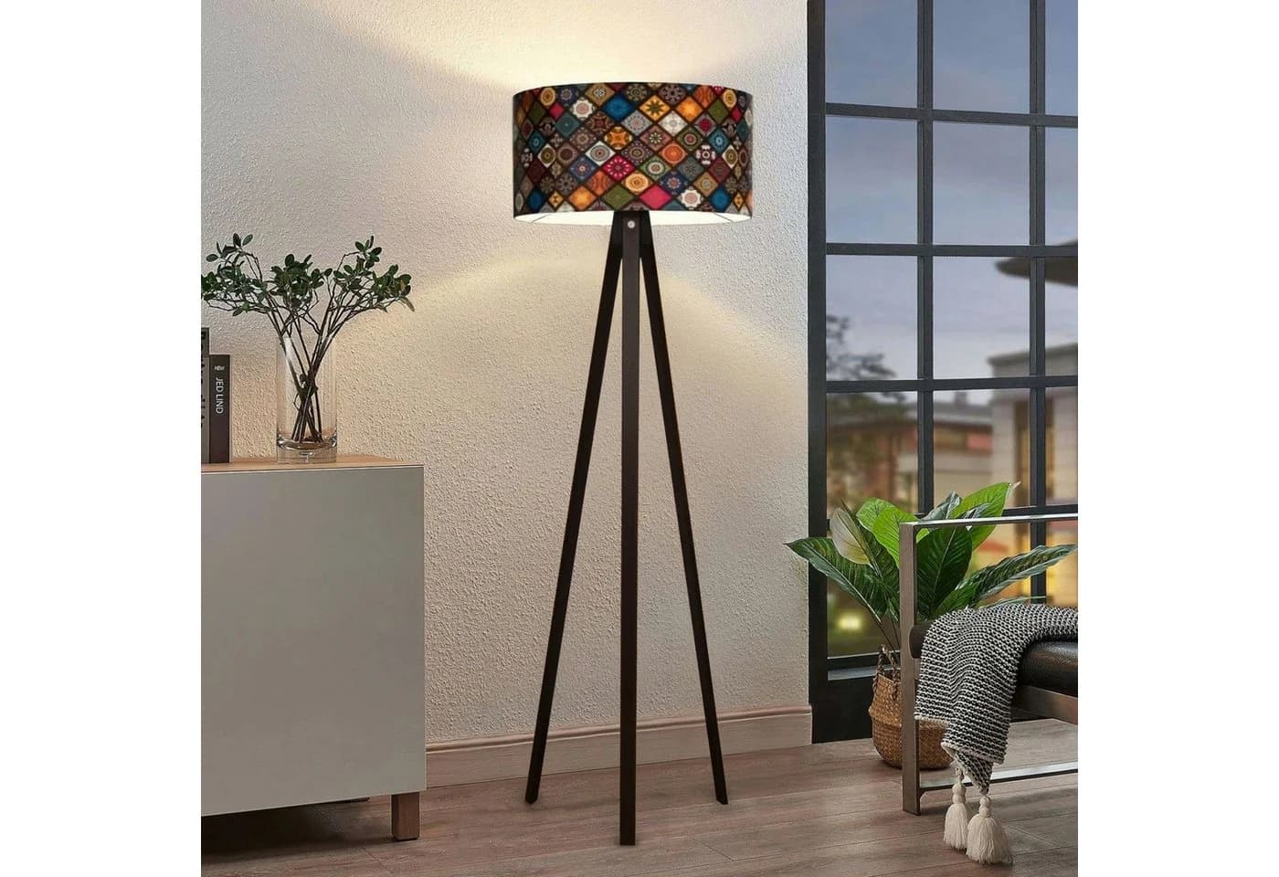 lux.pro Stehlampe Newport Schwarz/Bunt E27 Modern