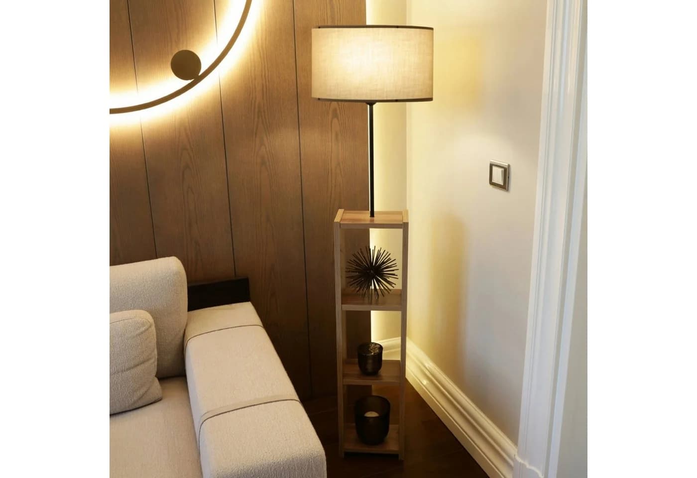 lux.pro Stehleuchte »Redditch« Beige Schwarz mit Regal E27