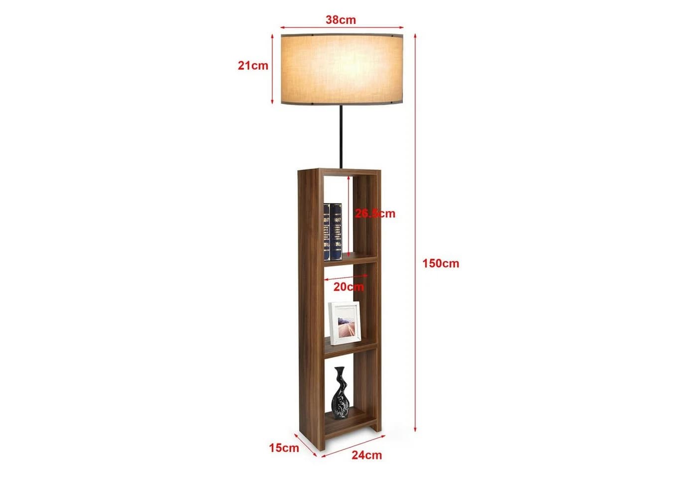 lux.pro Stehleuchte »Redditch« Beige Schwarz mit Regal E27 - Bild 3