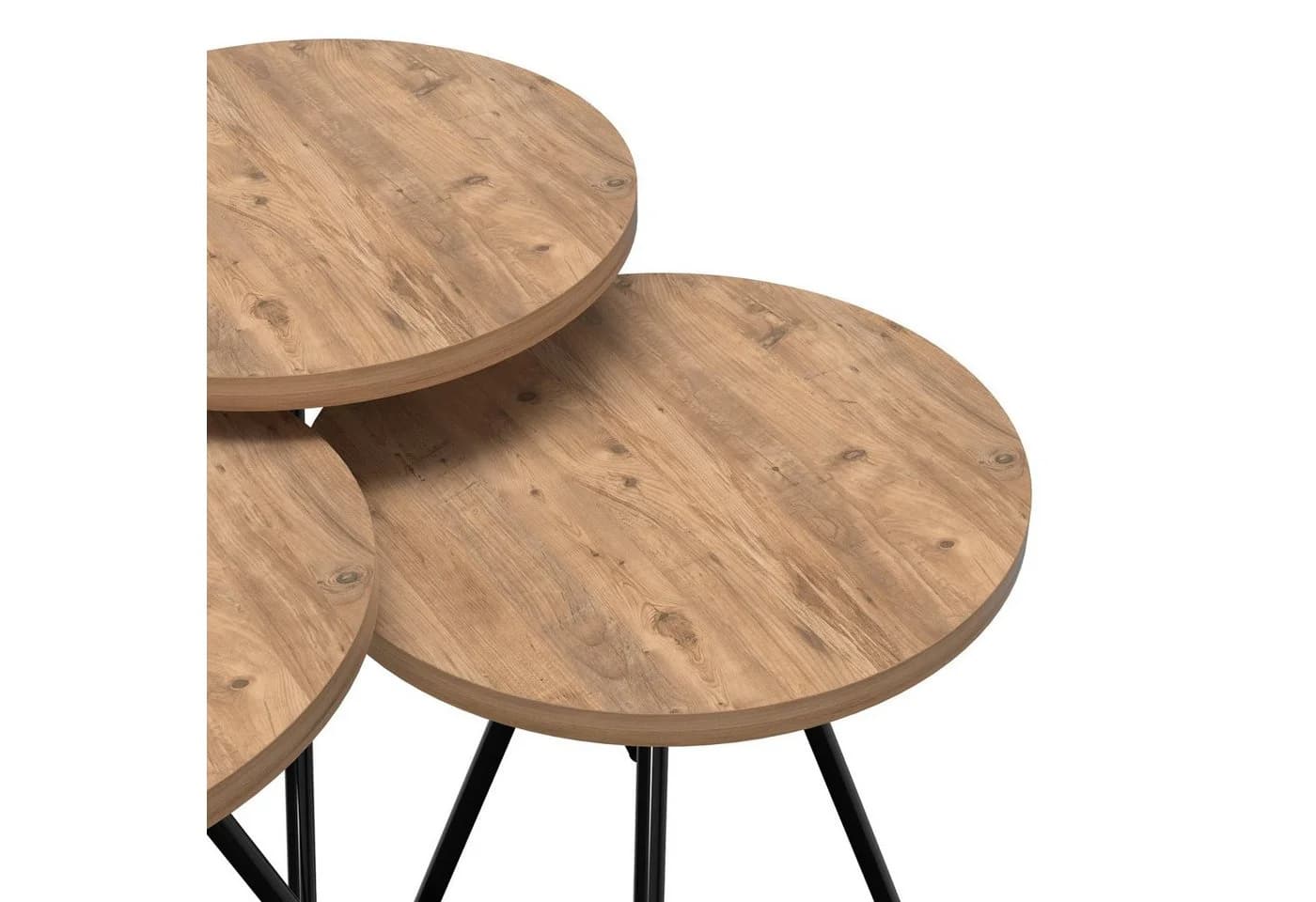 en.casa Satztisch 3er Set Ølgod rund Holzfarben Schwarz - Bild 5