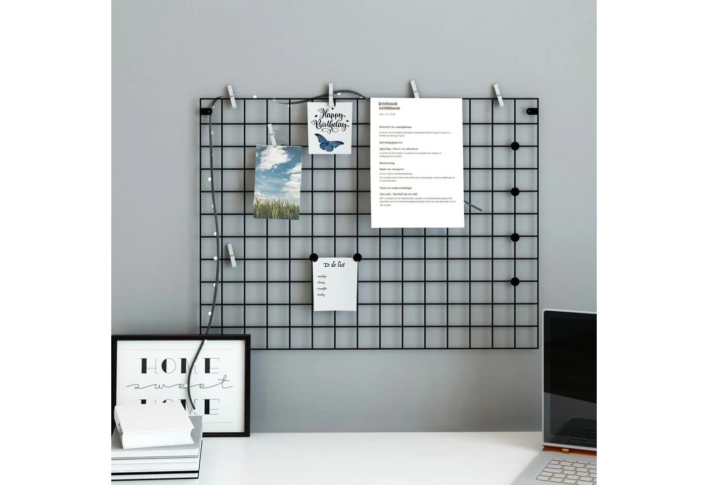 en.casa Fotohalter Wandgitter Sæby Schwarz Metall