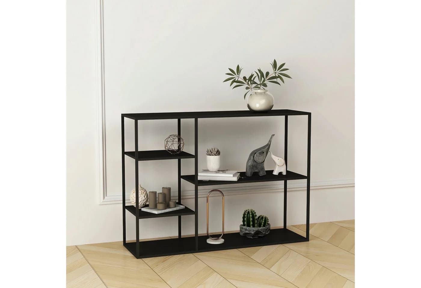 en.casa Standregal Isojoki 5 Ablagefächer Metall Schwarz
