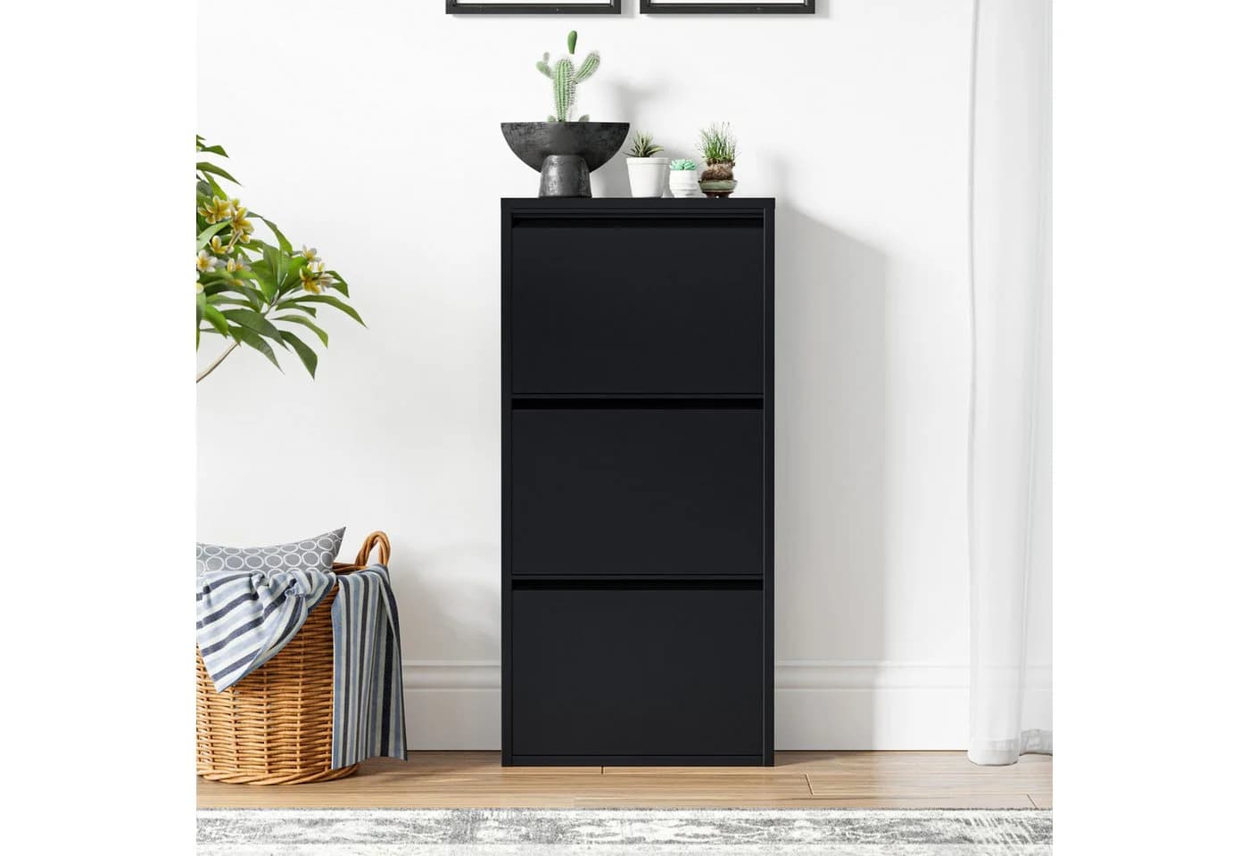 en.casa Schuhschrank Sokndal 3 Klappen Metall Schwarz - Bild 5