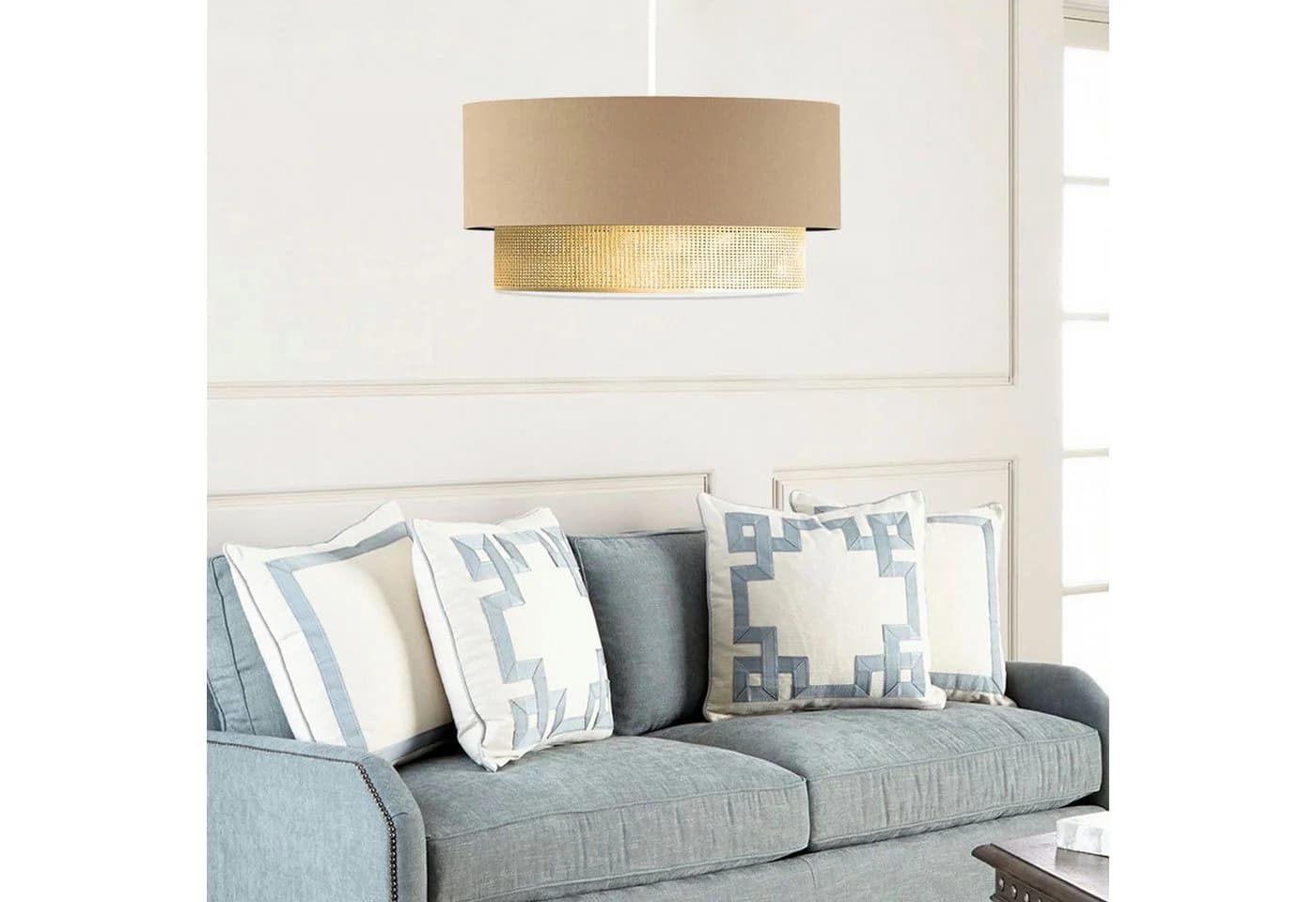 lux.pro Hängeleuchte Loughborough 1x E27 Beige/Gelb Stoff