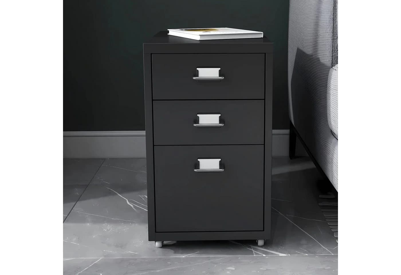 en.casa Rollcontainer »Kökar« Schubladenschrank Stahl Schwarz