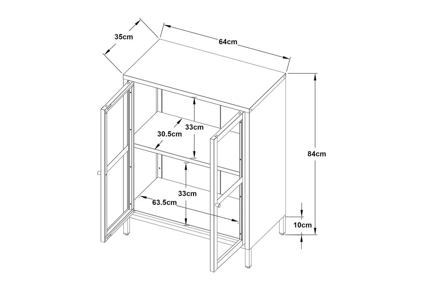 en.casa Sideboard Säkylä Schwarz Stahl mit Glastüren - Bild 4