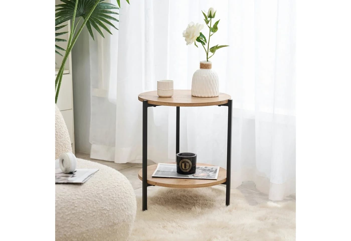 en.casa Beistelltisch Kuopio Sofatisch Metall MDF Holzoptik