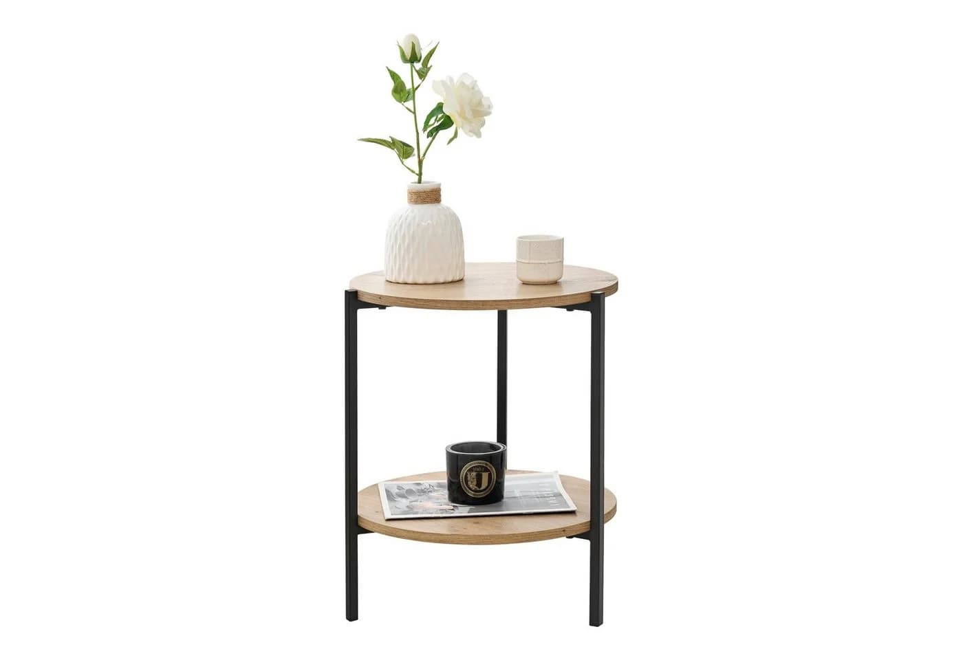 en.casa Beistelltisch Kuopio Sofatisch Metall MDF Holzoptik - Bild 2