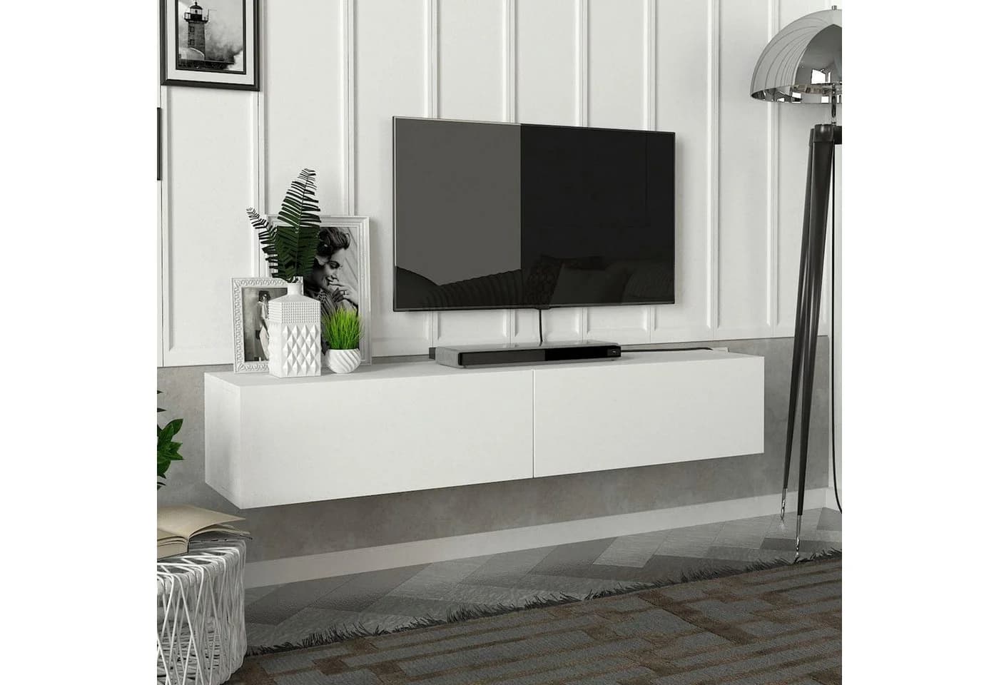 en.casa TV-Schrank Toivakka Weiß Modernes Wandelement - Bild 2